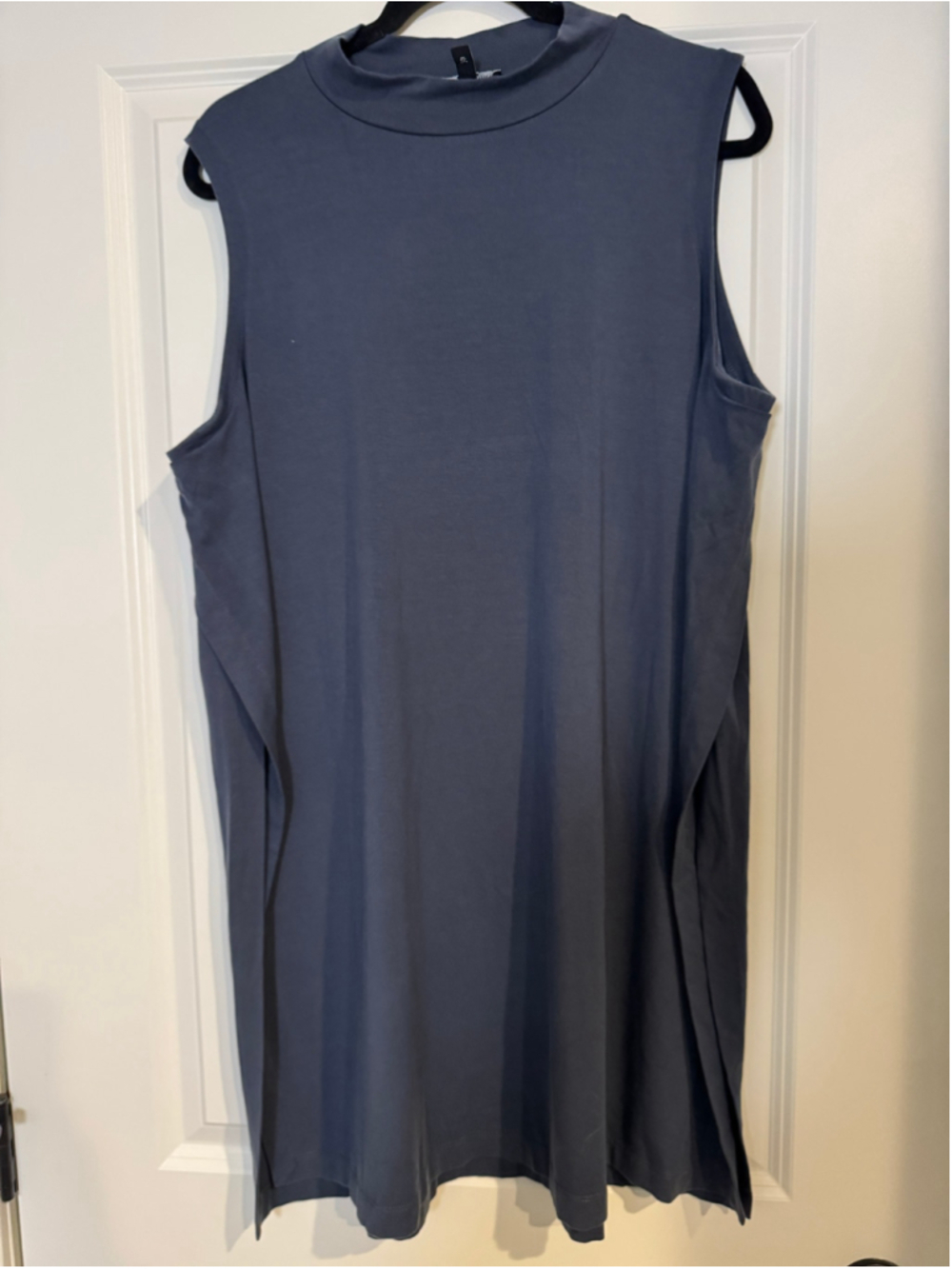 Women's Eileen Fisher 1X Blue Sleeveless Mock Neck Topper Tunic